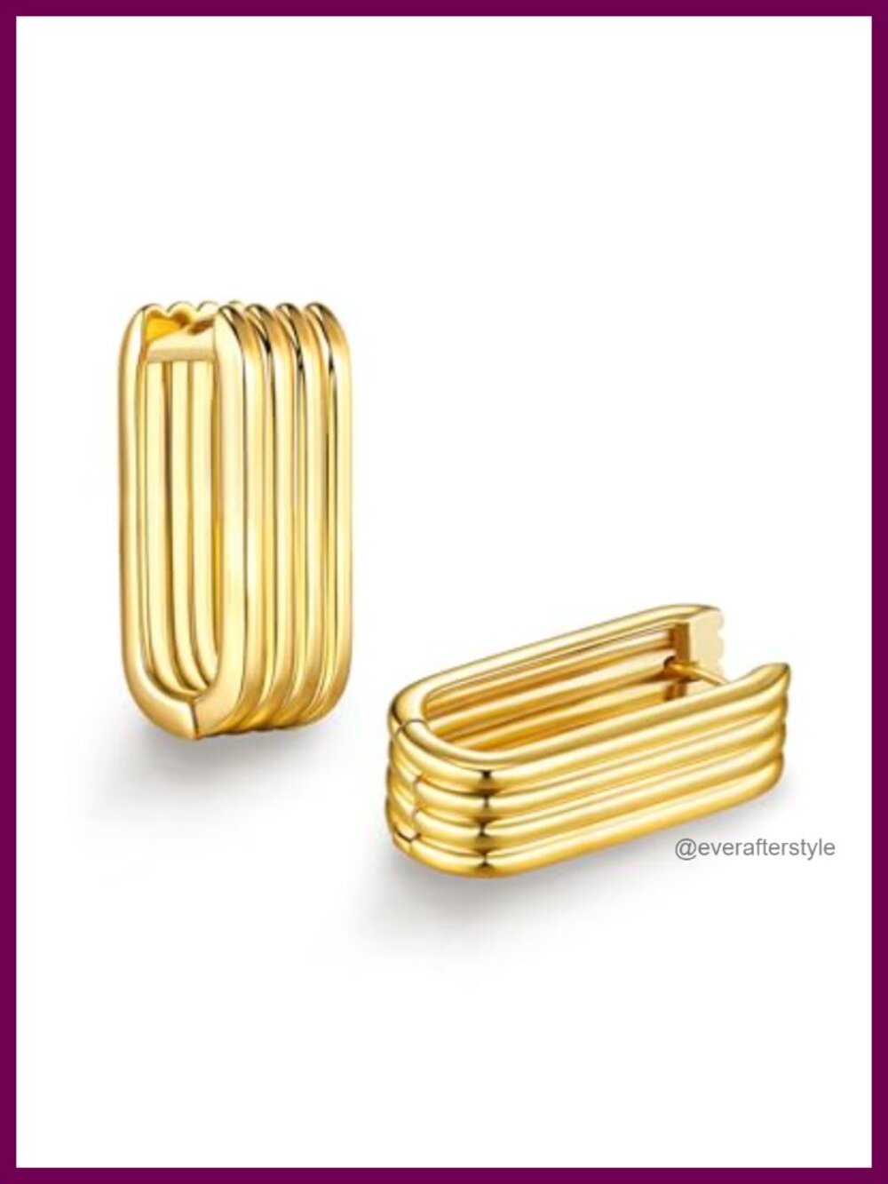 18K Gold Plated Twisted Open Hoop Earrings CZ Statement Stud